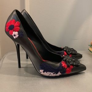 Authentic Versace Black Medusa Head Leather Shoes sz 38.5